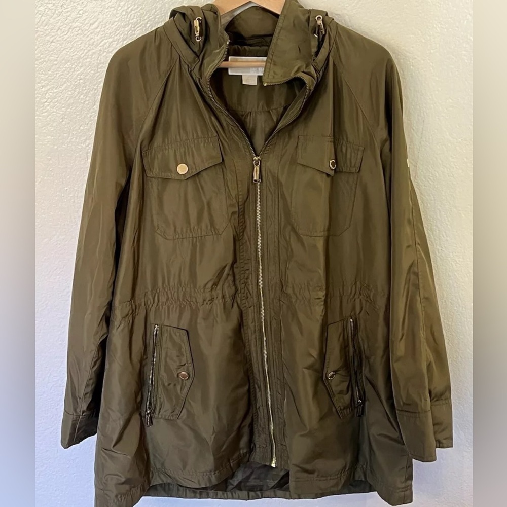 Michael Kors Water Resistant Green Hooded Coat Olive Green Women’s  XL
